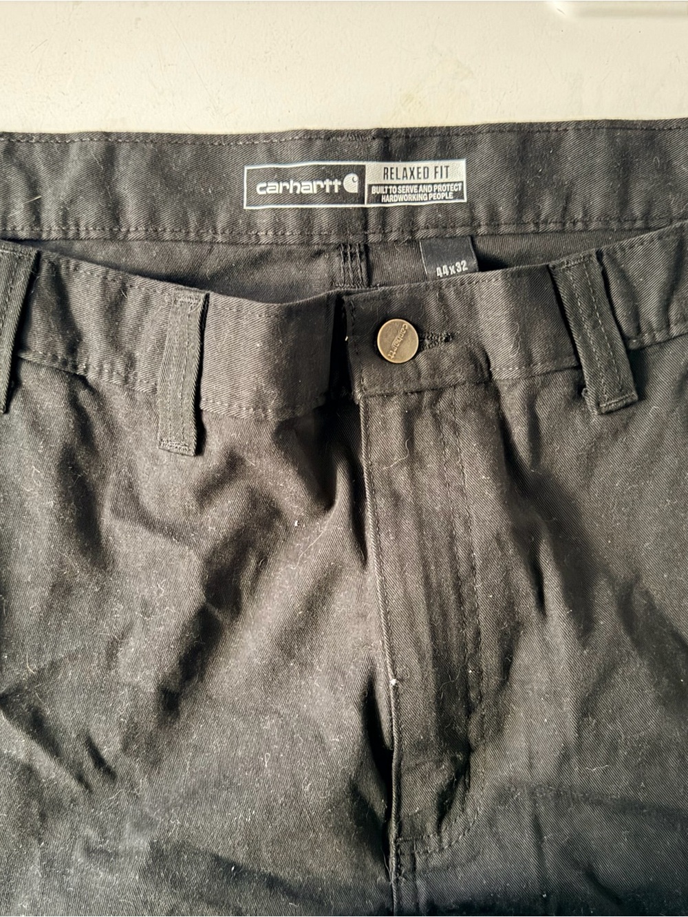 Carhartt Black Relaxed Fit Men's Work Pants with Button Fly
